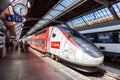 TGV Lyria high-speed train of SNCF at main railway station in Zurich, Switzerland Royalty Free Stock Photo