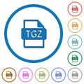 TGZ file format icons with shadows and outlines Royalty Free Stock Photo