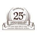 25th anniversary design template. 25 years logo. Twenty-five years vector and illustration.