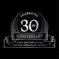 30th anniversary design template. 30 years logo. Thirty years vector and illustration. Royalty Free Stock Photo