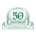 50th anniversary design template. 50 years logo. Fifty years vector and illustration. Royalty Free Stock Photo
