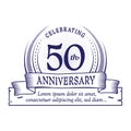 50th anniversary design template. 50 years logo. Fifty years vector and illustration. Royalty Free Stock Photo