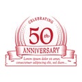 50th anniversary design template. 50 years logo. Fifty years vector and illustration. Royalty Free Stock Photo