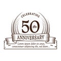 50th anniversary design template. 50 years logo. Fifty years vector and illustration. Royalty Free Stock Photo