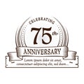 75th anniversary design template. 75 years logo. Seventy-five years vector and illustration.