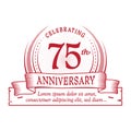 75th anniversary design template. 75 years logo. Seventy-five years vector and illustration. Royalty Free Stock Photo
