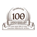 100th anniversary design template. 100 years logo. One hundred years vector and illustration.