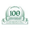 100th anniversary design template. 100 years logo. One hundred years vector and illustration.