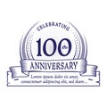 100th anniversary design template. 100 years logo. One hundred years vector and illustration.