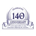 140th anniversary design template. 140 years logo. 140 years vector and illustration.