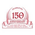 150th anniversary design template. 150 years logo. 150 years vector and illustration. Royalty Free Stock Photo