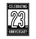 23 years celebrating anniversary design template. 23rd logo. Vector and illustration.