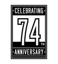 74 years celebrating anniversary design template. 74th logo. Vector and illustration. Royalty Free Stock Photo