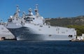 Th amphibious assault helicopter carrier docked in the French Navy base at the harbor of Toulon, France.