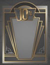 10th anniversary Art Deco Invitation Flyer Poster Art Elegant Gold Silver