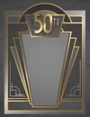 50th anniversary Art Deco Invitation Flyer Poster Art Elegant Gold Silver Royalty Free Stock Photo