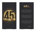 45th anniversary card with gold elements.