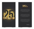 25th anniversary card with gold elements.