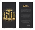 60th anniversary card with gold elements.