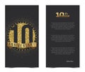 10th anniversary card with gold elements.