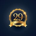 29th anniversary celebration badge label in golden color