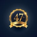 47th anniversary celebration badge label in golden color