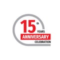 15th anniversary celebration badge logo design. Fifteen years banner poster.