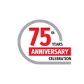 75th anniversary celebration badge logo design. Seventy five years banner poster.