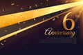 6th anniversary celebration card template Royalty Free Stock Photo