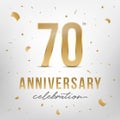 70th anniversary celebration golden template. Vector illustration.