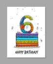 6th anniversary celebration. Greeting card template Royalty Free Stock Photo