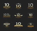 10th anniversary celebration logo set. 10 year jubilee banner.