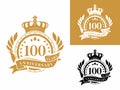100th anniversary celebration logo vector. Premium anniversary celebration emblem logo design template Royalty Free Stock Photo