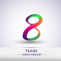 8th anniversary celebration logotype green and red colored. ten years birthday logo on white background