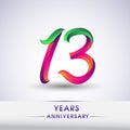 13th anniversary celebration logotype green and red colored. ten years birthday logo on white background