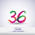 36th anniversary celebration logotype green and red colored. ten years birthday logo on white background Royalty Free Stock Photo