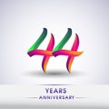 44th anniversary celebration logotype green and red colored. ten years birthday logo on white background Royalty Free Stock Photo