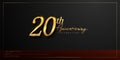 20th anniversary celebration logotype with handwriting golden color elegant design isolated on black background. vector