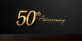 50th anniversary celebration logotype with handwriting golden color elegant design isolated on black background. vector Royalty Free Stock Photo