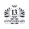 13th Anniversary celebration, luxurious 13 years Anniversary logo design.