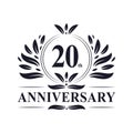 20th Anniversary celebration, luxurious 20 years Anniversary logo design Royalty Free Stock Photo