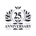 25th Anniversary celebration, luxurious 25 years Anniversary logo design. Royalty Free Stock Photo