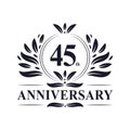 44th Anniversary celebration, luxurious 45 years Anniversary logo design.