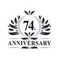 74th Anniversary celebration, luxurious 74 years Anniversary logo design.