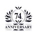 74th Anniversary celebration, luxurious 74 years Anniversary logo design