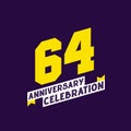 64th Anniversary Celebration vector design, 64 years anniversary
