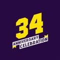 34th Anniversary Celebration vector design, 34 years anniversary