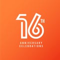 16 Th Anniversary Celebration Vector Template Design Illustration