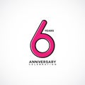 6th Anniversary Celebration, Vector Template Design Illustration Royalty Free Stock Photo