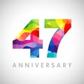 47th anniversary colorful facet numbers